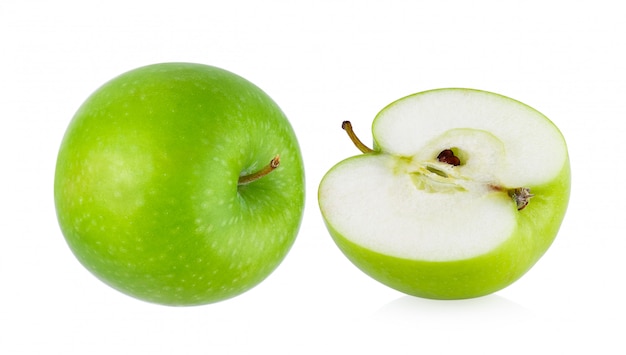 Ripe green apple isolat on white background