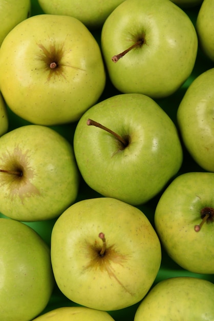 Ripe green apples close up