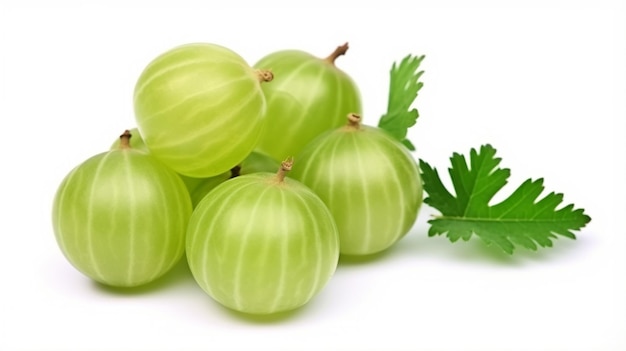 Photo ripe green gooseberry berry green gooseberry isolated on white background generative ai