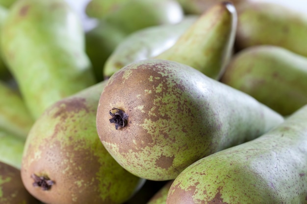 Ripe green pears after harvest