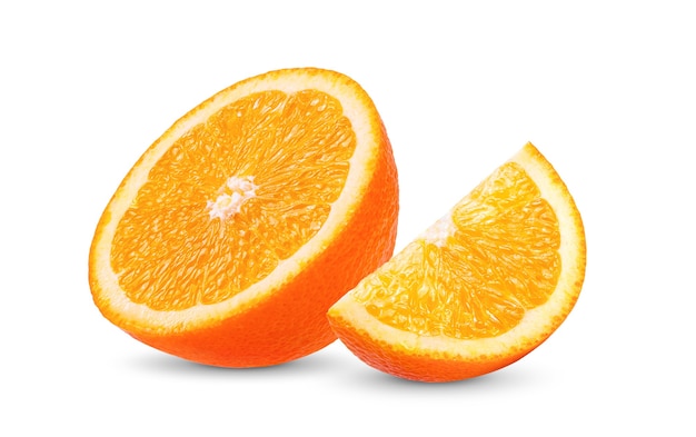 Ripe half of orange citrus fruit isolated