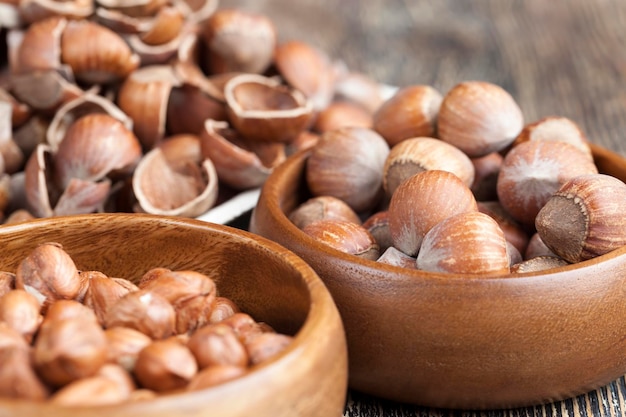 Ripe hazelnuts ready for eating hazelnuts peeled from the shell