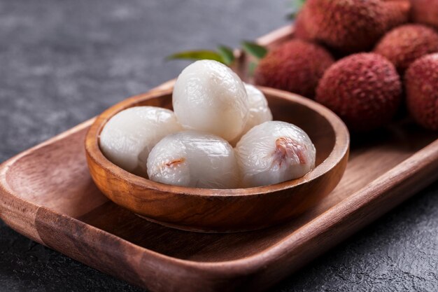 Photo ripe healthy lychee fruit