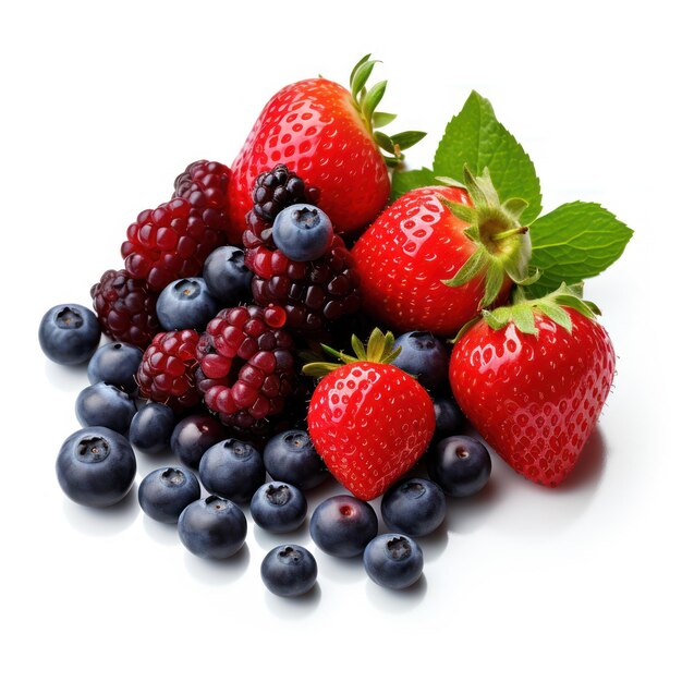 Ripe and Juicy Berries A Natures Bounty on White Background