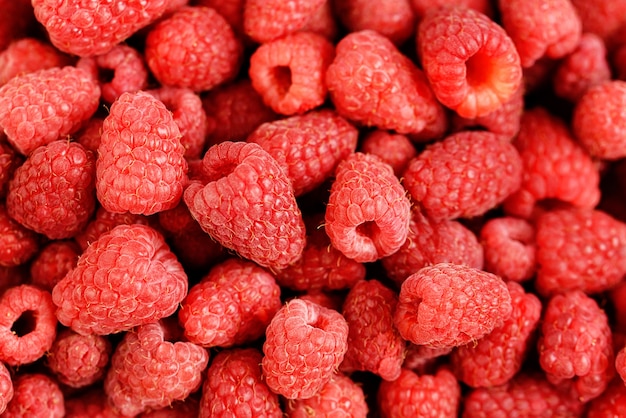 Ripe juicy fresh raspberries