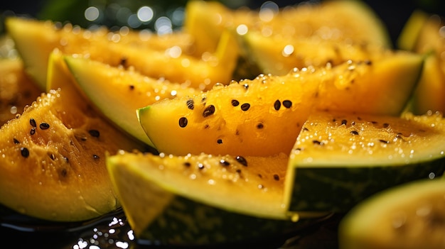 ripe juicy melon on black background