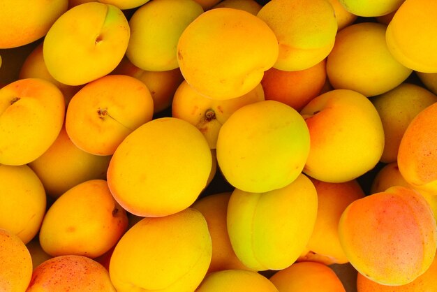 Ripe juicy orange apricots fruit background.