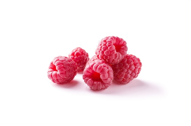 Ripe juicy raspberry isolated on white background