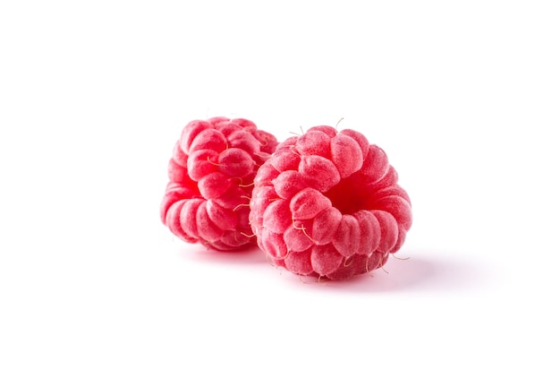 Ripe juicy raspberry isolated on white background