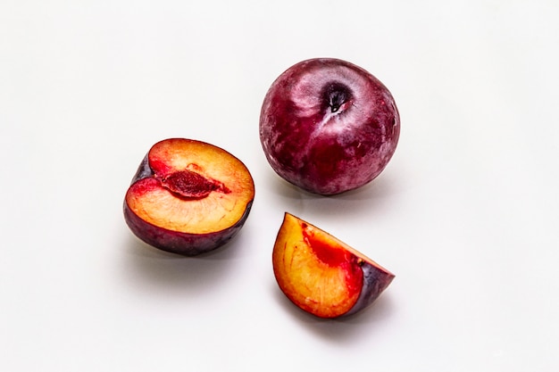 Ripe large purple plums