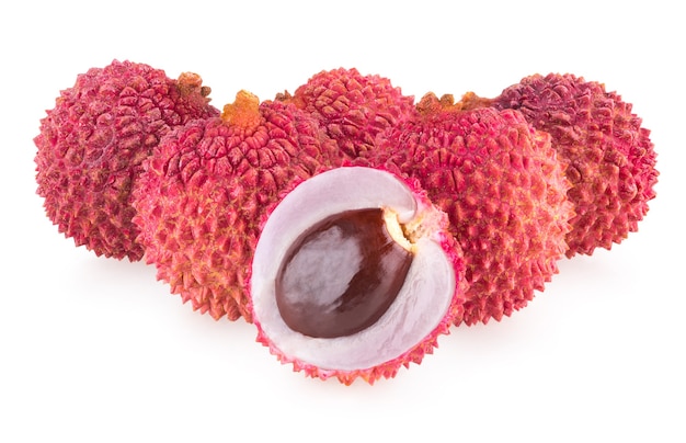 Ripe lychee isolated on white background