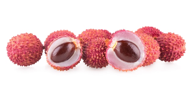 Ripe lychee isolated on white background