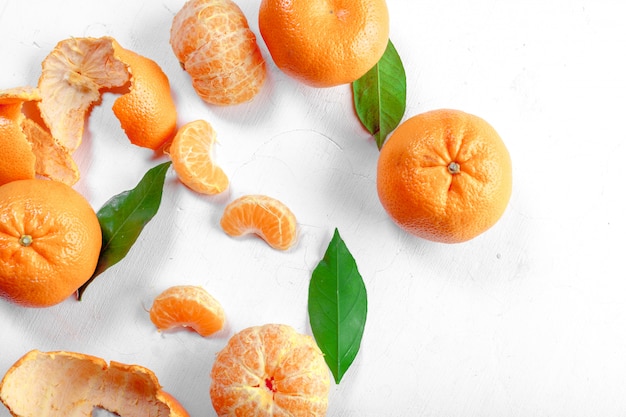 Ripe mandarin with leaves