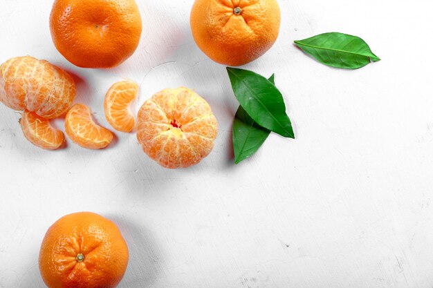 Ripe mandarin with leaves