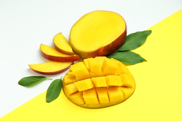 Ripe mango fruit on two tone