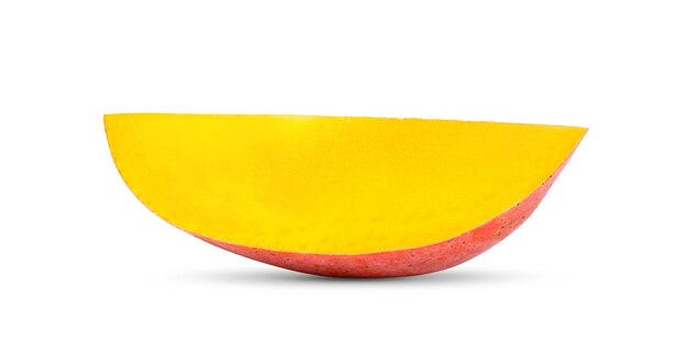 Ripe mango slice isolated on white surface