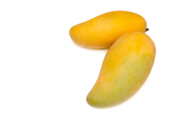 Ripe mangoes isolated on white background with clipping paths.