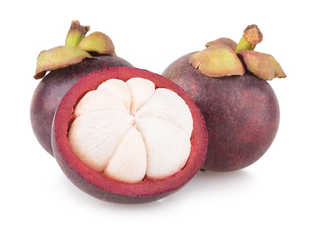 Ripe mangosteen isolated on white background