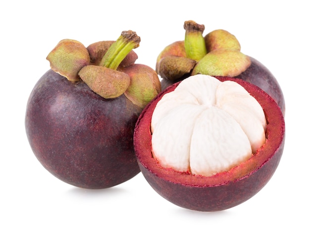 Ripe mangosteen isolated on white background