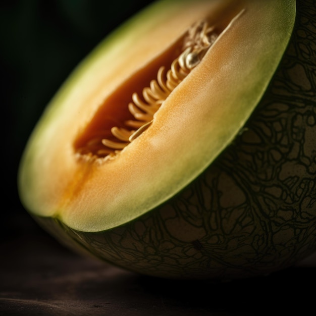 Ripe melon closeup AI generative