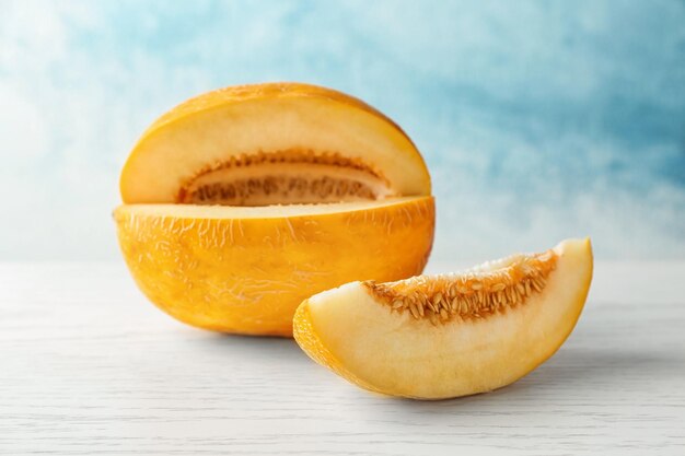 Ripe melon on table