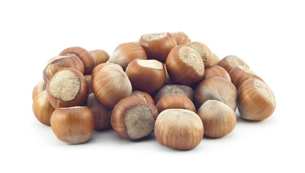 Ripe natural hazelnuts isolated