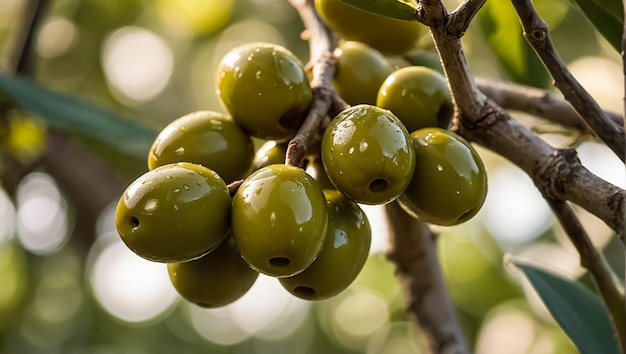 Foto olive mature su un raccolto di rami