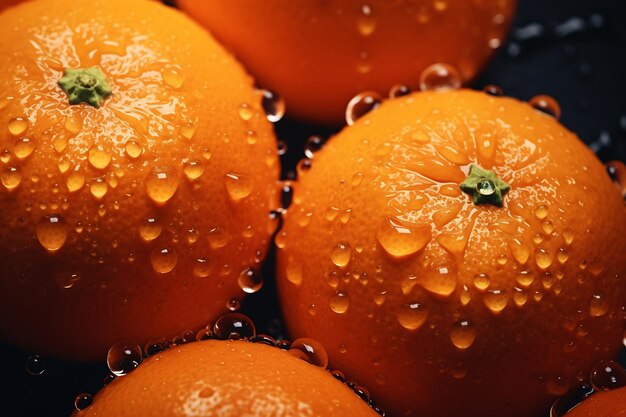 Ripe Orange covered with water drops