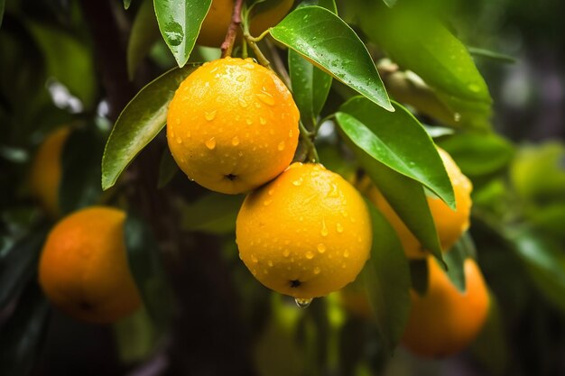 Ripe Orange Fruit on Tree