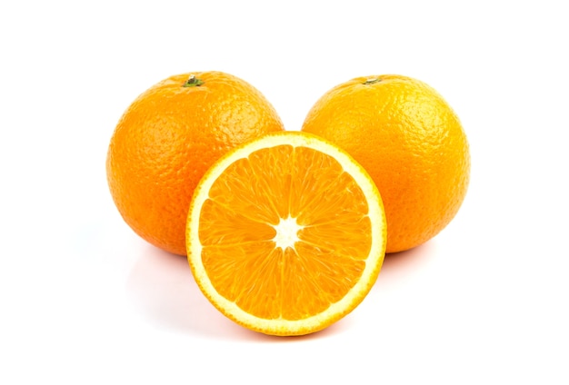 Ripe orange fruit on white background