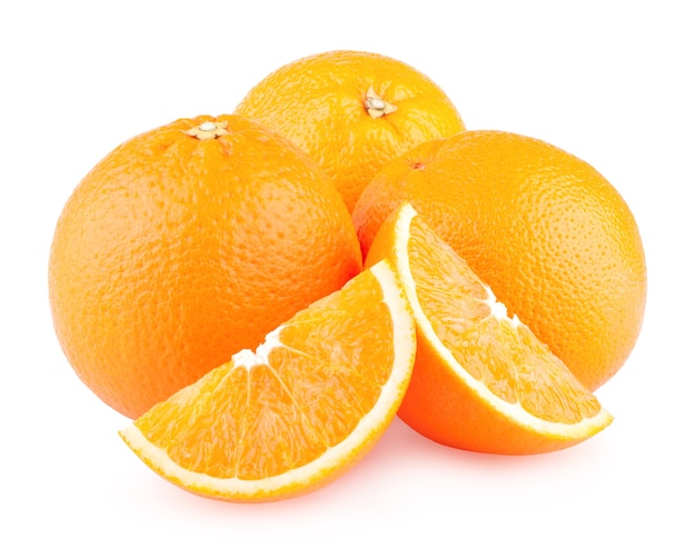 Ripe oranges isolated on white background