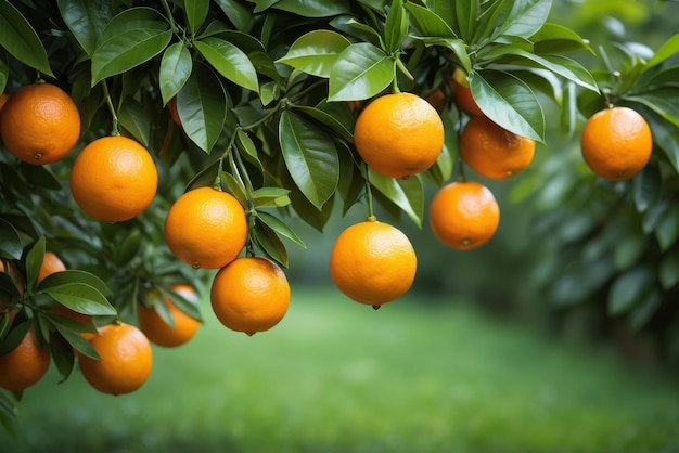 ripe oranges on a lush tree promising freshness