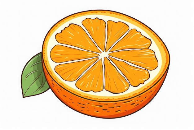 Ripe oranje manga stijl vector illustratie sticker zwarte omtrek witte achtergrond