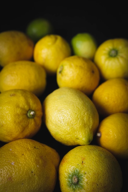 Ripe organic lemons. Lemons, source of antioxidants and vitamin C