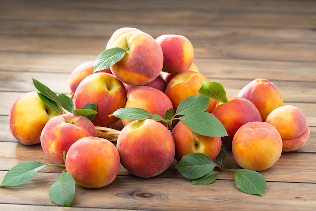 Ripe organic peaches