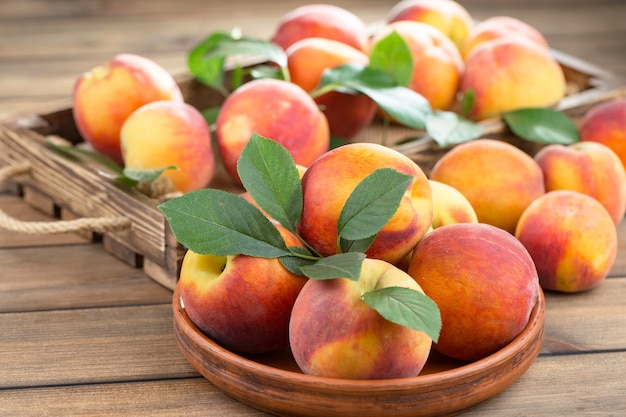 Ripe organic peaches