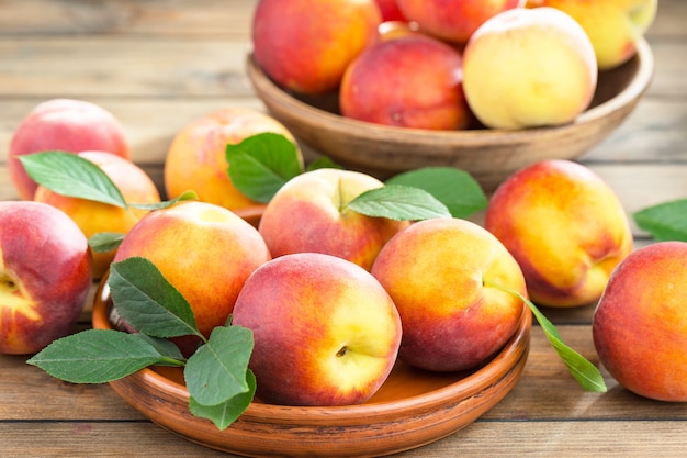 Ripe organic peaches