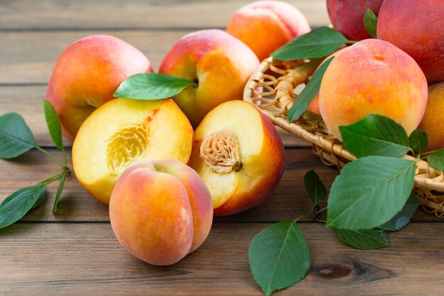 Ripe organic peaches