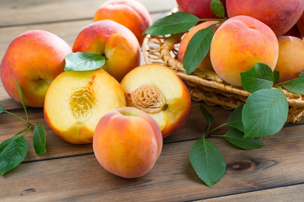 Ripe organic peaches