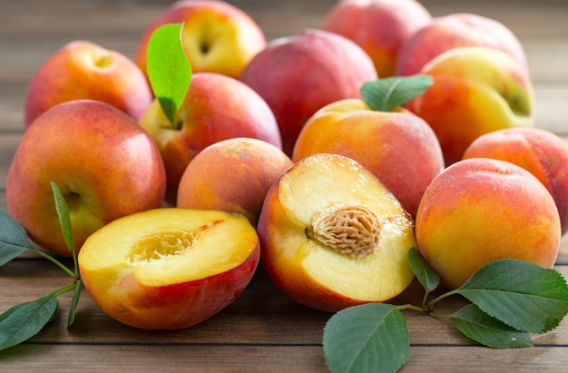 Ripe organic peaches