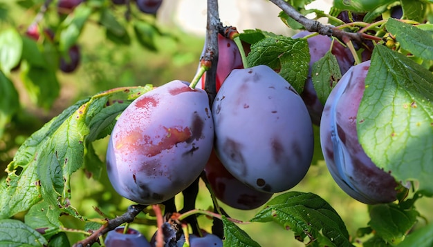 Ripe organic varieties of plums