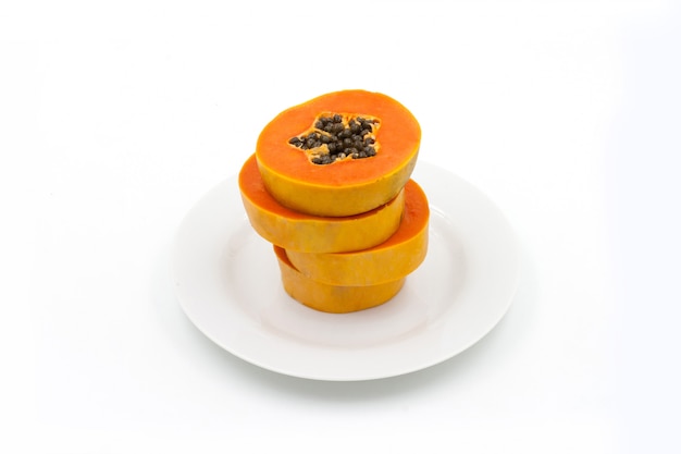 Ripe papaya in dish