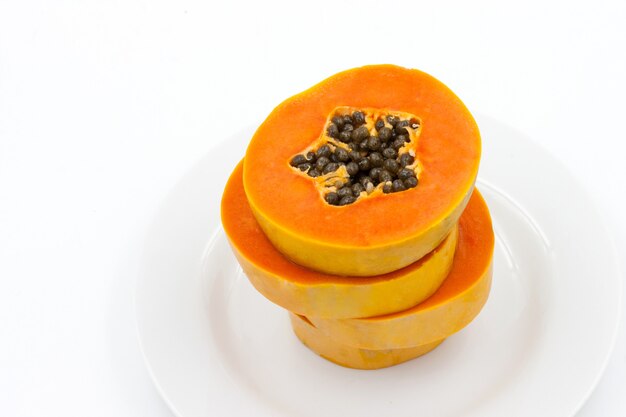 Ripe papaya in dish