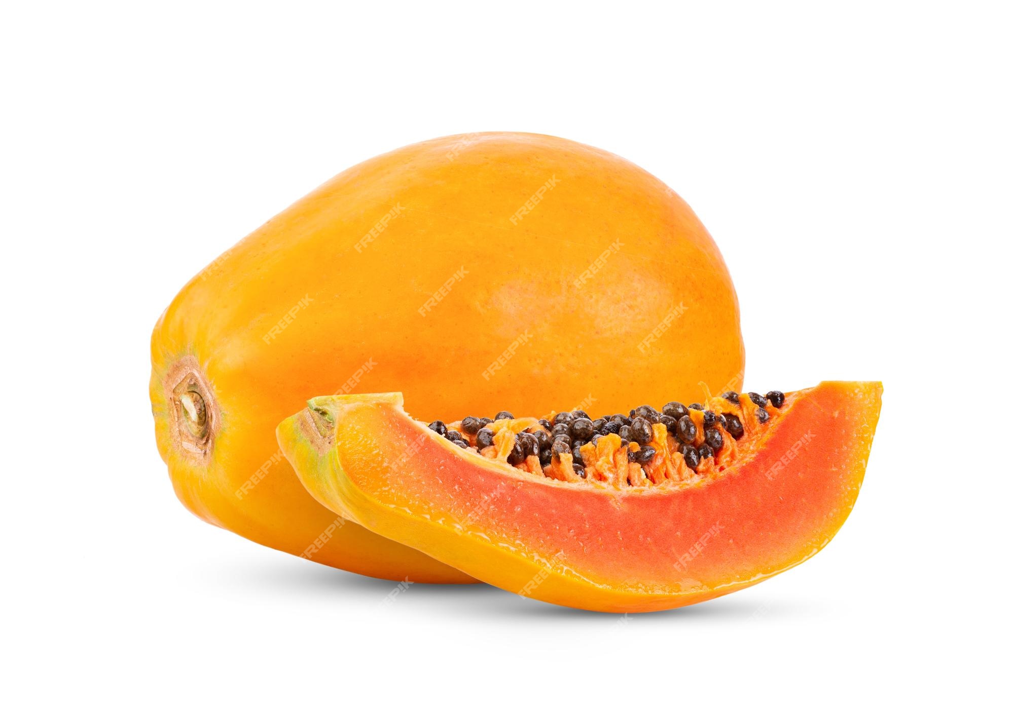 TWO pieces of sweet orange and one piece of Papaya isolated on white  background 9695160 Stock Photo at Vecteezy