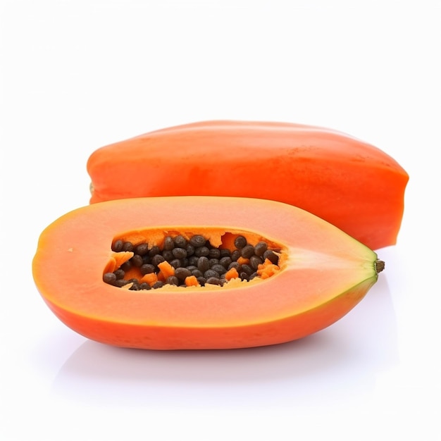 Ripe Papaya Fruit On White Background