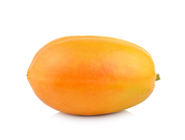 Ripe papaya fruit on white