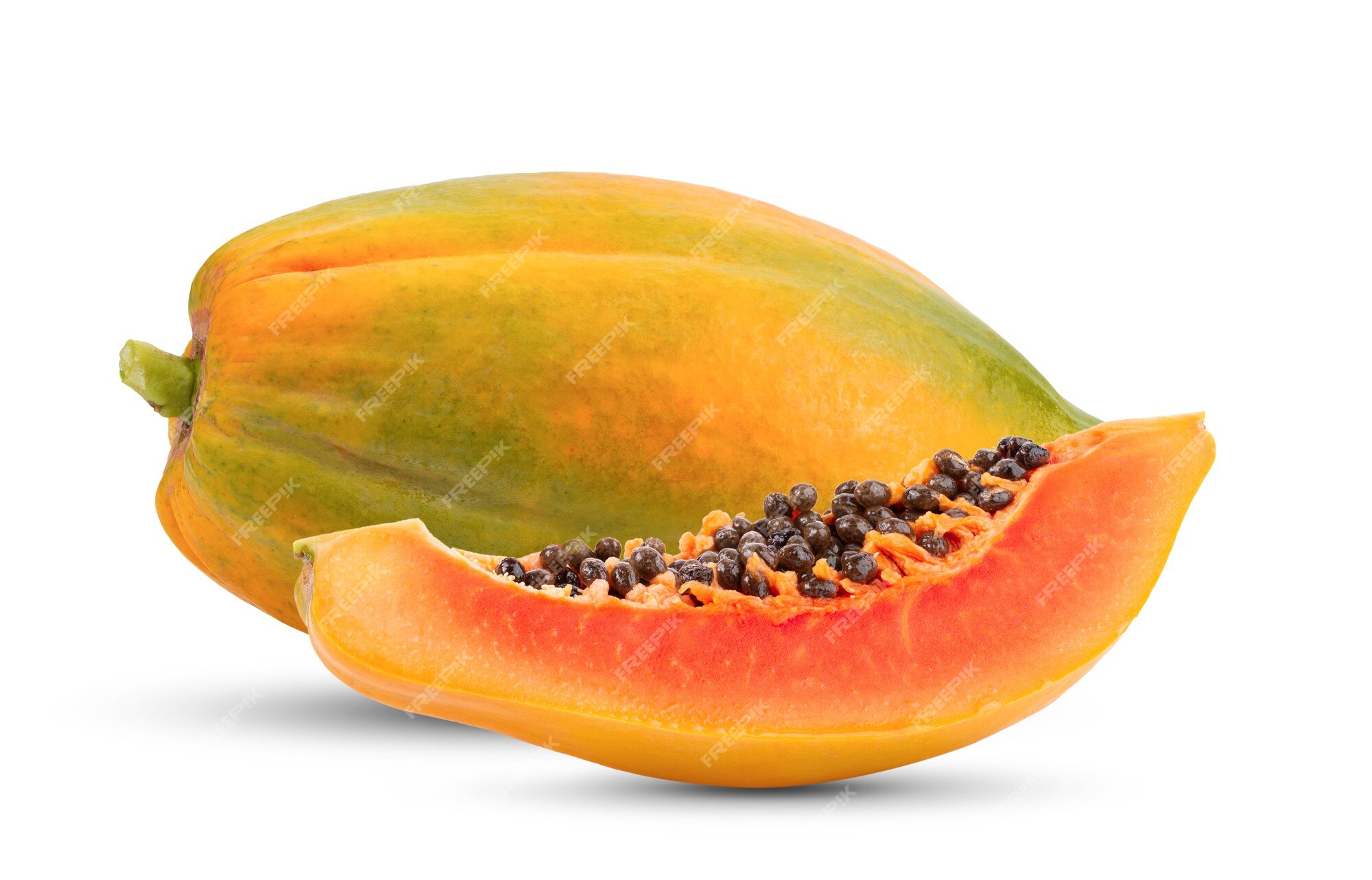 TWO pieces of sweet orange and one piece of Papaya isolated on white  background 9695160 Stock Photo at Vecteezy