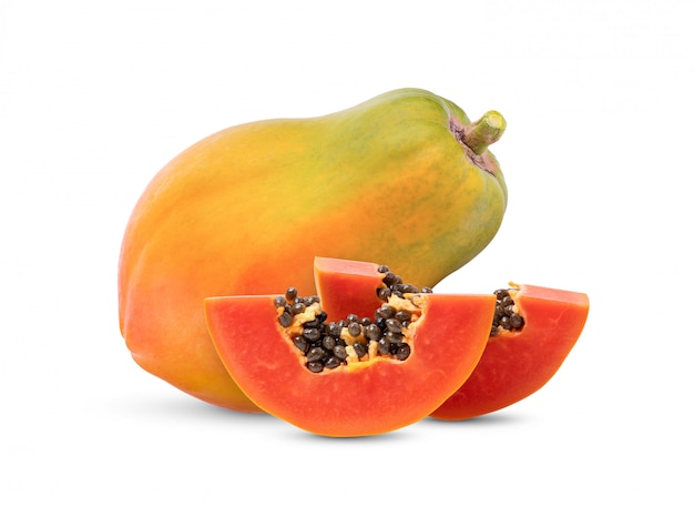 Ripe papaya fruit with seeds 