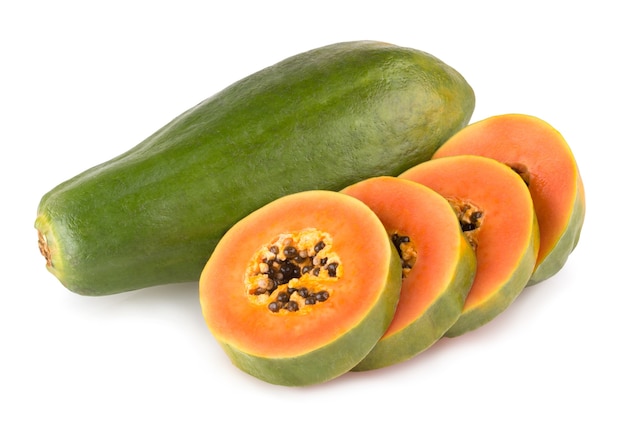 Ripe papaya isolated on white background