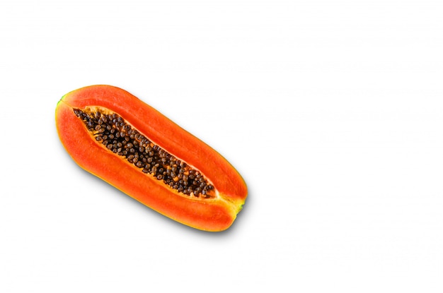 Ripe papaya isolated on white surface